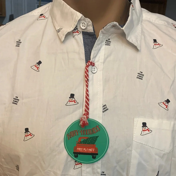 Free Planet Mens Funny Christmas Snowman “I’m having a meltdown “ Shirt NEW L - Picture 1 of 3